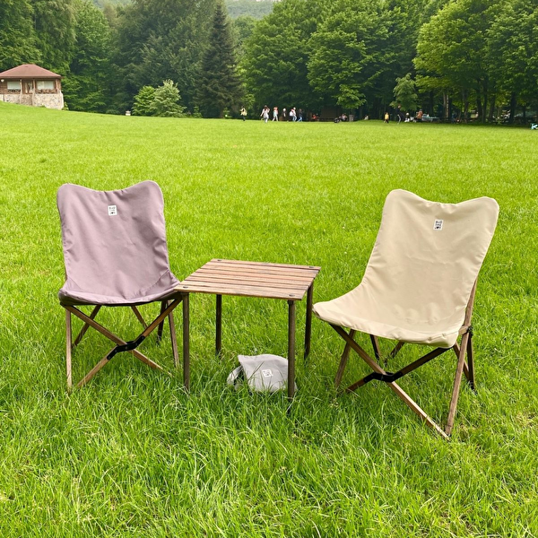 Bag The Joy 50x50x50 CM Ahşap Katlanır Rulo Antrasit Kamp ve Piknik Masası