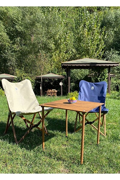 Bag The Joy 60x60x55 CM Ahşap Katlanır Rulo Kahverengi Kamp ve Piknik Masası