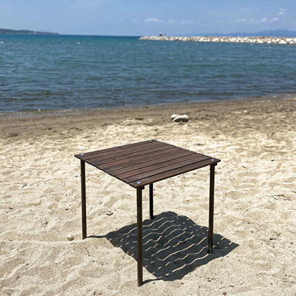 Bag The Joy 60x60x55 CM Ahşap Katlanır Rulo Antrasit Kamp ve Piknik Masası