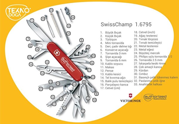 Victorinox Swisschamp 1.6795 91MM 33F Kırmızı İsviçre Çakısı