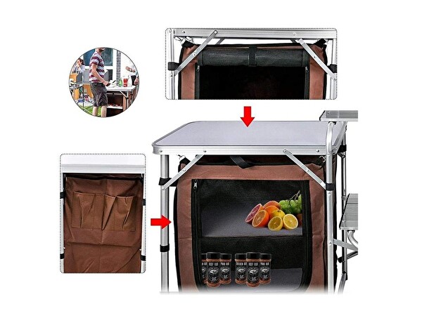 Madfox Luxi Katlanır Portatif Kamp Mutfağı Masası