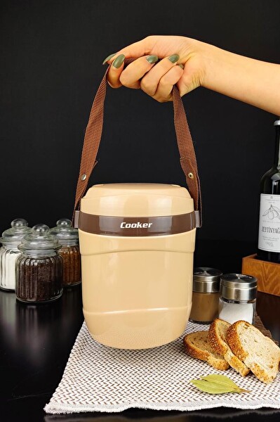 Cooker Paslanmaz Çelik Hazneli 3'lü Yemek Termosu 1.2 Lt Bej - CKR3146 C320.025