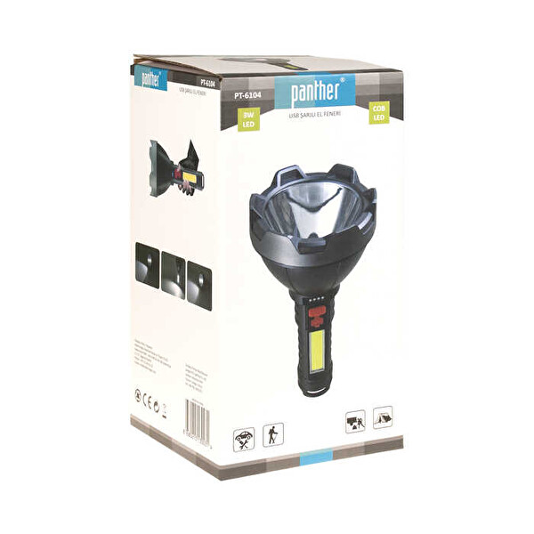 Panther PT-6104 USB Şarjlı 800 Lümen Led El Feneri