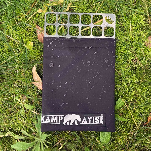 Kamp Ayısı OpenAirWire Taşıma Çantalı Paslanmaz Çelik 13 CM x 13 CM 62 Gram Kare Bushcraft Izgara Teli