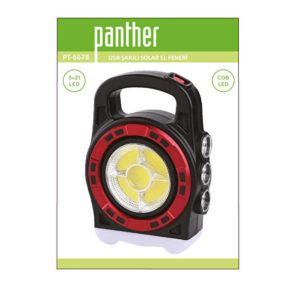 Panther Led USB Sarjlı Solar El Feneri PT-6678