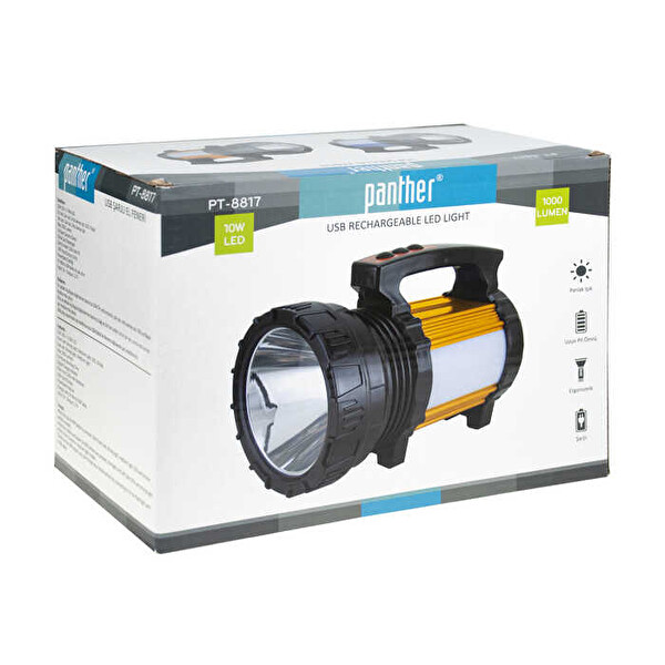Panther 1000 Lümen Spot Fener Usb Şarjlı Kamp Feneri PT-8817