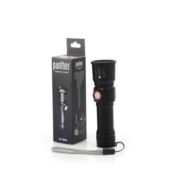 Panther PT-4060 Zoom USB Şarjlı LED El Feneri
