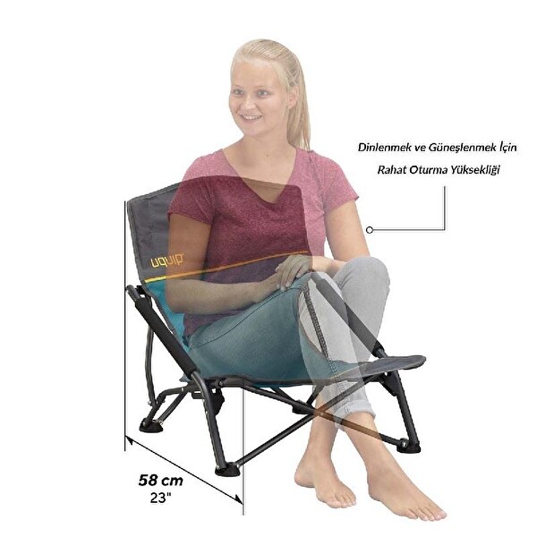 Uquip 244039 Sandy Boulder Yüksek Konforlu Takviyeli Katlanır Plaj ve Kamp Sandalyesi