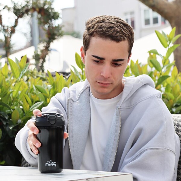 Any Morning SI232021 İki Ağızlı 400 ML Siyah Termos Mug