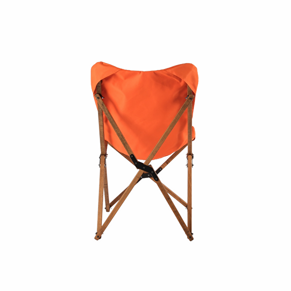 Bag The Joy Antrasit İskelet Turuncu Kılıf Sandalye ve 50x50x50 CM Kahverengi Ahşap Katlanır Masa Seti