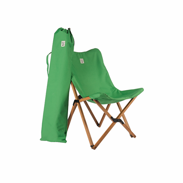 Bag The Joy Kahverengi İskelet Yeşil Kılıf Sandalye ve 70x70x55 CM Kahverengi Ahşap Katlanır Masa Seti