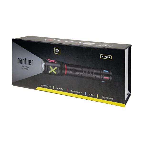 Panther PT-4226 2000 Lümen USB Şarjlı Lazer LED El Feneri