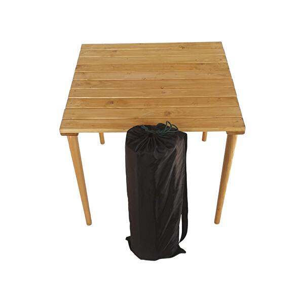 Avcı Market Katlanıp Toplanabilen Çantalı Ceviz Ahşap Kamp Masası