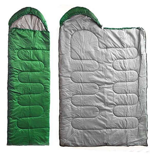 DFT Düz Başlık 190+30x75 CM 5/15 Derece Yeşil Uyku Tulumu