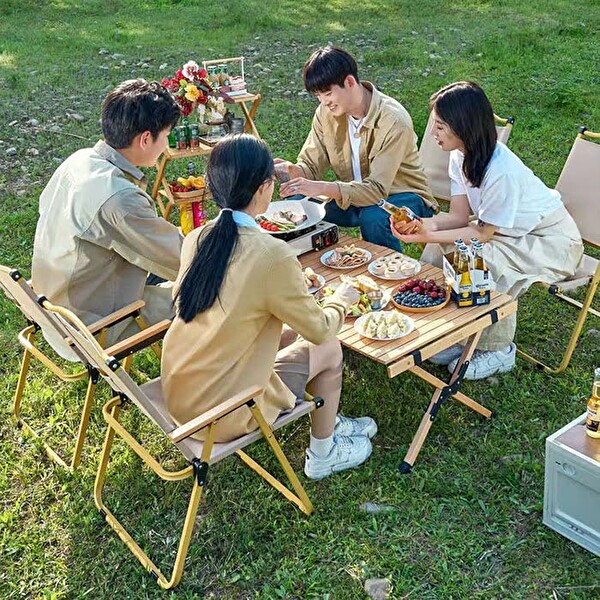 Ally Alüminyum Premium Ultra Hafif Katlanabilir Bej Kamp Sandalyesi