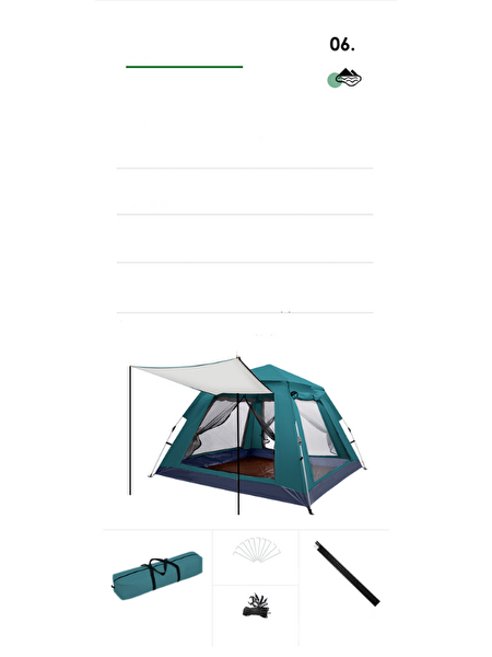 Kuara Su Geçirmez Çift Cidarlı Hidrolik Destekli Pop-Up 3-4 Kişilik Kamp Çadırı