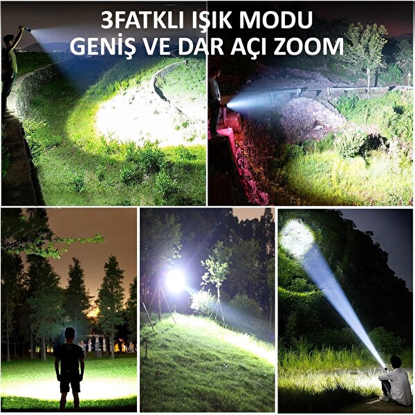 Valkyrie Şarjlı LED Ultra Güçlü 2400 mAh Zoom Darbeye Suya Dayanıklı El Feneri