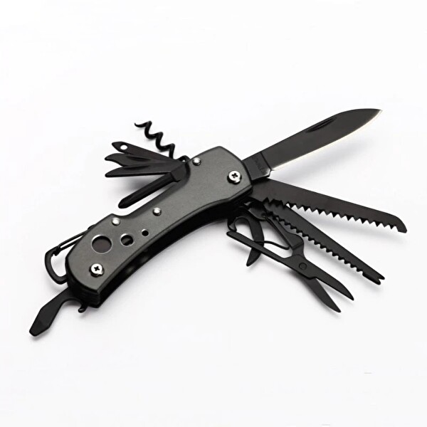 Valkyrie Çok Fonksiyonlu Siyah İsviçre Kamp Cep Çakısı