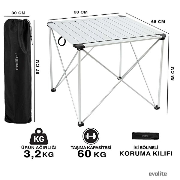 Evolite Discovery Büyük Boy Alüminyum Kamp ve Piknik Masası