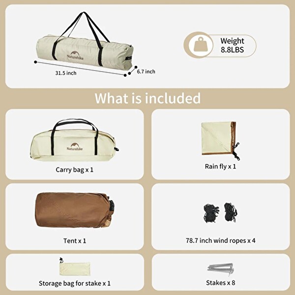 Naturehike Ango Piknik Otomatik Kurulum 3 Kişilik Fresh & Black Kamp Çadırı