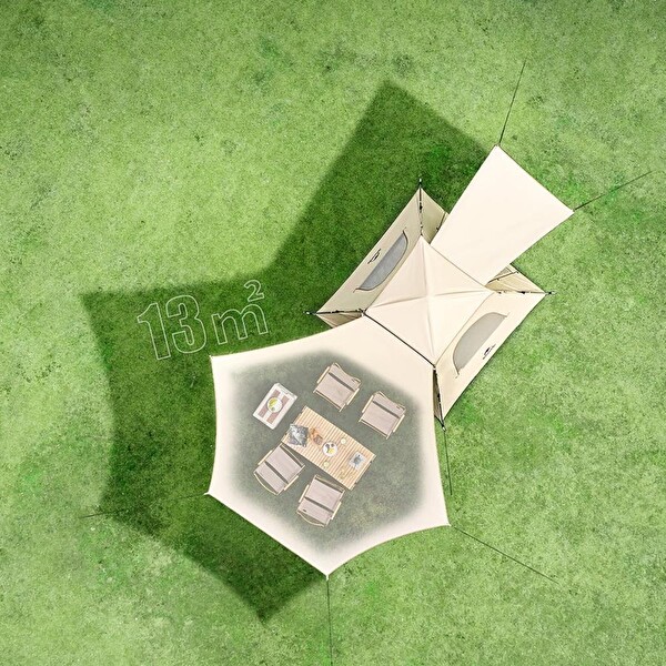 Naturehike Ango UPF 50+ Gölgelikli Otomatik Kurulum Ekstra Gölgelikli Gümüş 3 Kişilik Kamp Çadırı