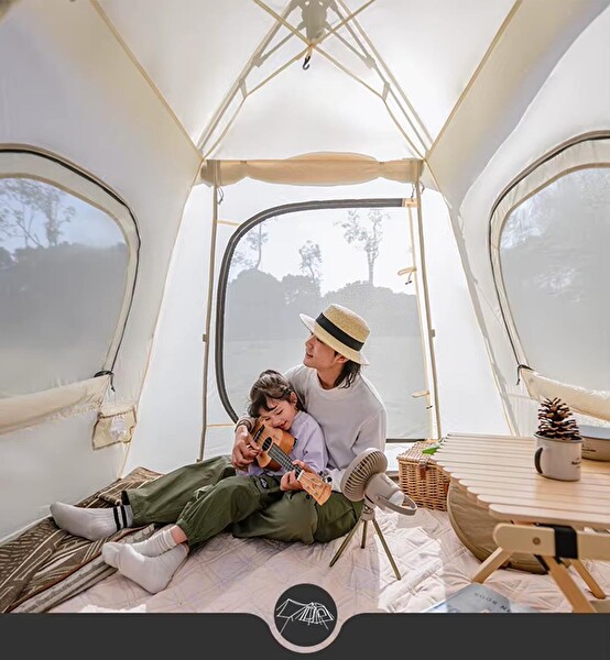 Naturehike Ango UPF 50+ Gölgelikli Otomatik Kurulum Ekstra Gölgelikli Gümüş 3 Kişilik Kamp Çadırı