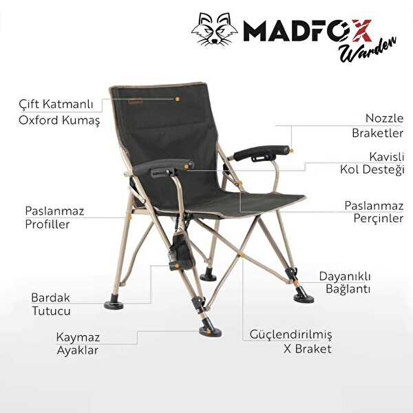Madfox Warden Yeşil Katlanır Kamp Sandalyesi