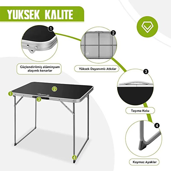 Madfox Zenith Siyah Katlanır Kamp Masası