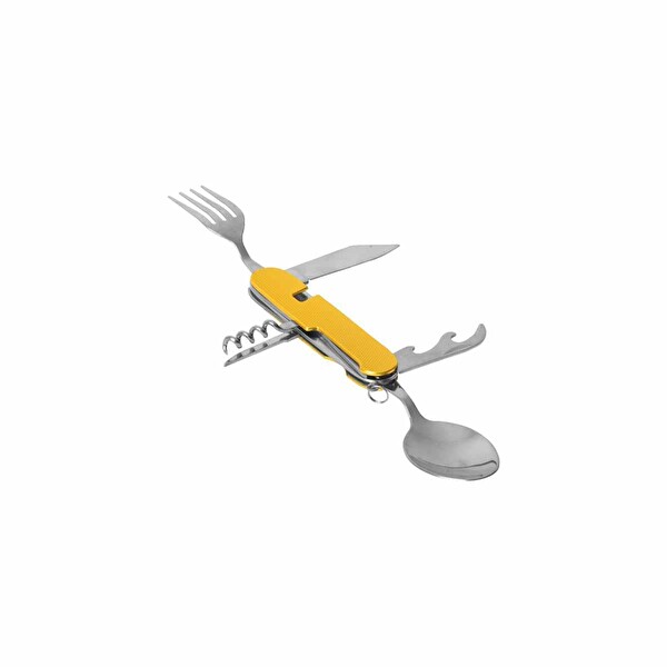 Campout Katlanır Kaşık Çatal Tirbuşon Sarı