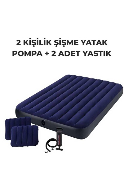 Intex 64765 Şişme Yatak Çift Kişilik Çadır Yatağı Kamp Yatağı - Yastık Pompa Seti
