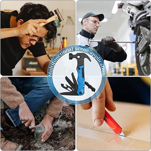 Valkyrie Çok Fonksiyonlu Çekiç Çakı Çantalı Kamp Outdoor Testere Tornavida Seti Mavi