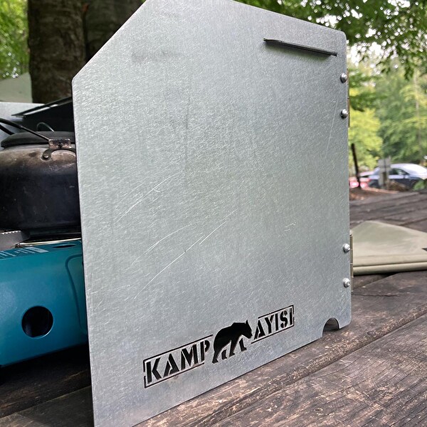 Kamp Ayısı WindShield Kartuşlu Kamp Ocakları İçin Katlanır Metal Portatif Rüzgar Kesici