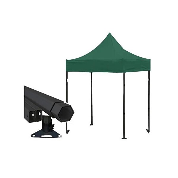 Reyo Premium Serisi Altıgen Profil 3x3 M Yeşil Katlanır Makaslı Çardak