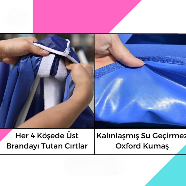 Reyo Premium Serisi Altıgen Profil 3x3 M Mavi Katlanır Makaslı Çardak