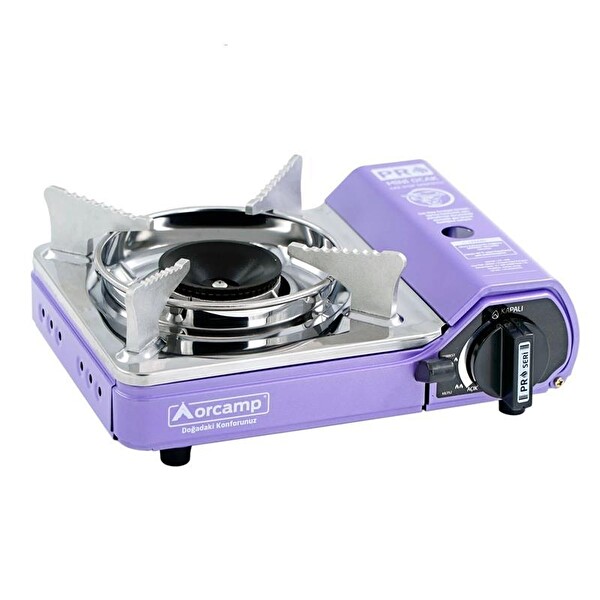 Orcamp Pro Mini Çantalı Gaz Stop Emniyetli Kamp Ocağı Mor