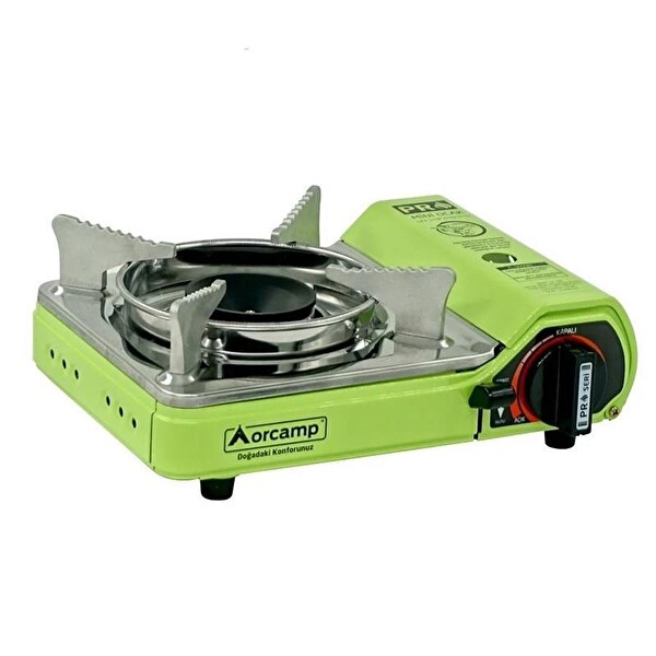 Orcamp Pro Mini Çantalı Gaz Stop Emniyetli Kamp Ocağı Yeşil