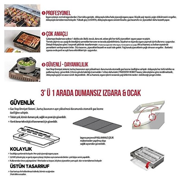 Orcamp Dumansız Izgara Ocak Bej