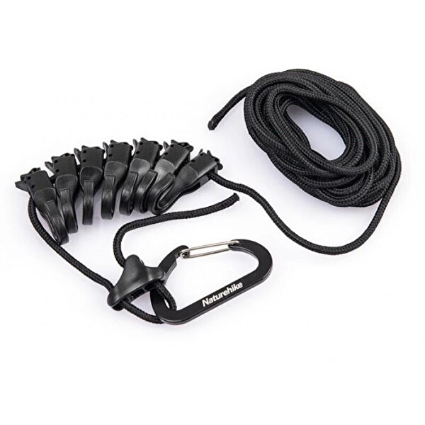 Naturehike Çok Fonksiyonlu Kancalı Ayarlanabilir Asma İpi 4.3 M Koyu Gri