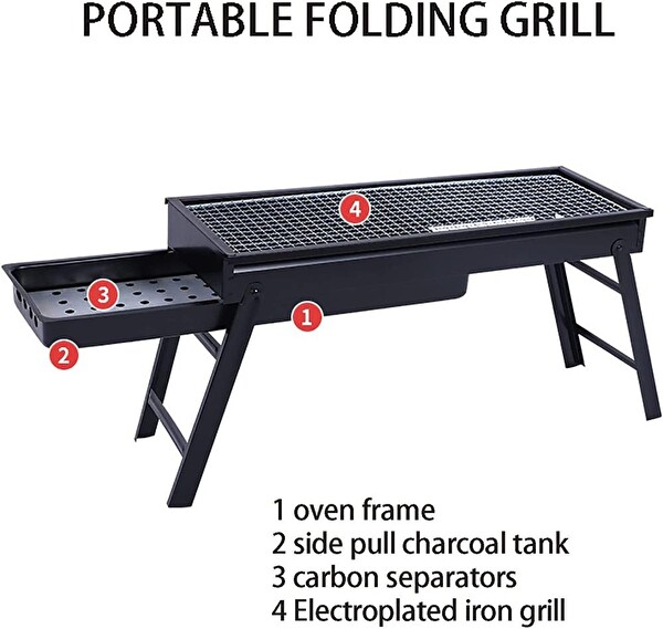 Madfox Cookout Portatif Katlanır BBQ Mangal Siyah