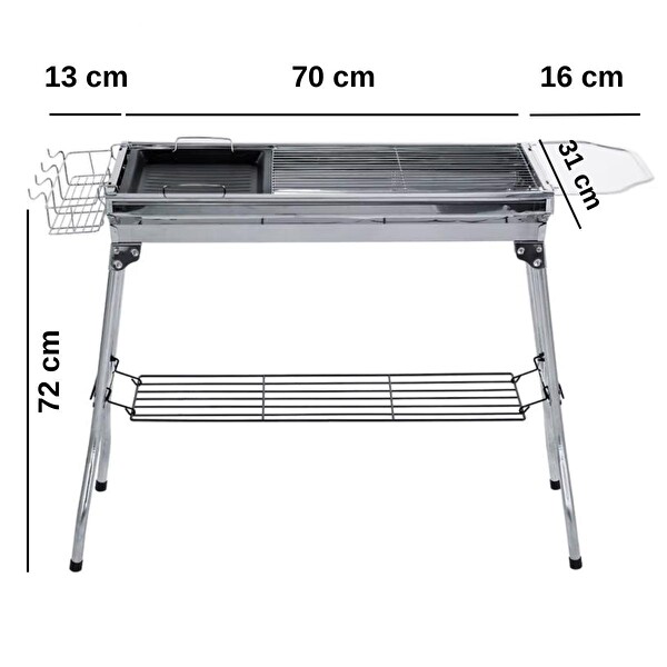 Madfox Grillmate Portatif Katlanır BBQ Mangal Gümüş