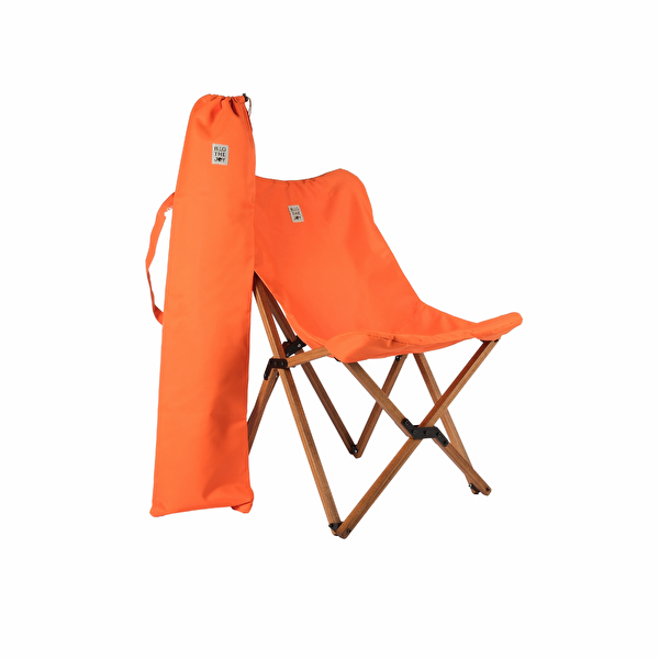 Bag The Joy Ahşap Katlanır Kahverengi İskelet Turuncu Kamp ve Bahçe Sandalyesi