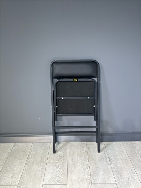 Hey Modüler Mobilya Siyah Deri 3'lü Katlanır Piknik Kamp Sandalyesi