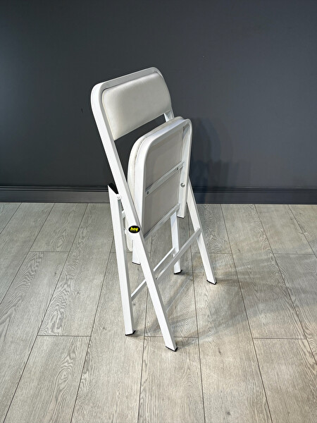 Hey Modüler Mobilya Beyaz 3'lü Katlanır Piknik Kamp Sandalyesi