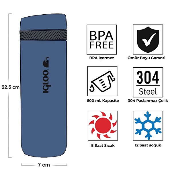 Igloo Squid 0.6 L Lacivert Termos