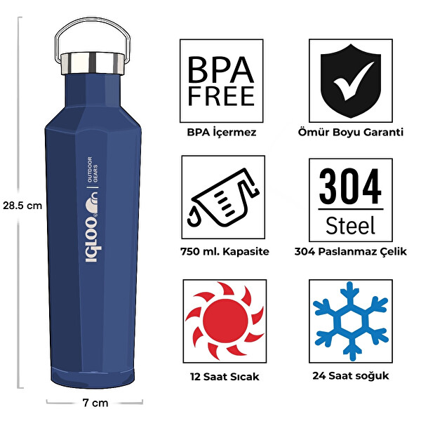 Igloo Pentagon 0.75 L Lacivert Termos