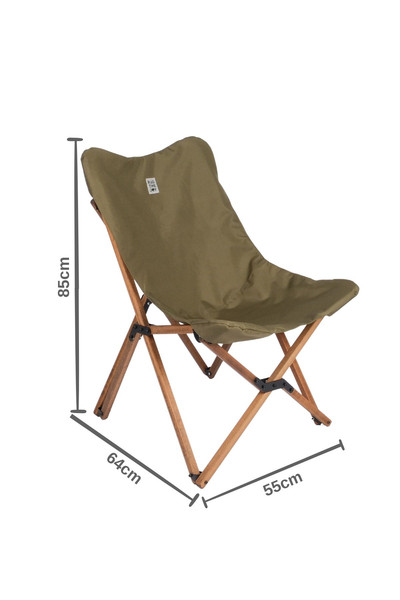Bag The Joy Kahverengi Haki Kılıf Sandalye ve 60x60x55 CM Kahverengi Ahşap Katlanır Masa Seti