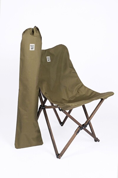 Bag The Joy Antrasit Haki Kılıf Sandalye ve 50x50x50 CM Antrasit Ahşap Katlanır Masa Seti