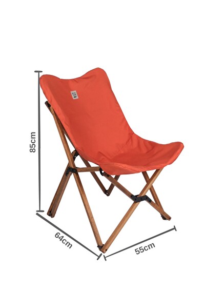 Bag The Joy Kahverengi Kiremit Kılıf Sandalye ve 50x50x50 CM Kahverengi Ahşap Katlanır Masa Seti