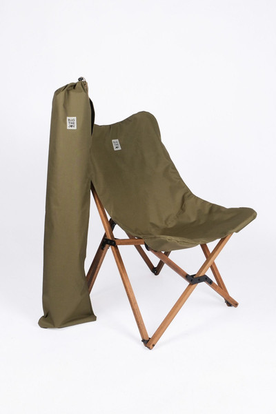 Bag The Joy Kahverengi Haki Kılıf Sandalye ve 50x50x50 CM Kahverengi Ahşap Katlanır Masa Seti