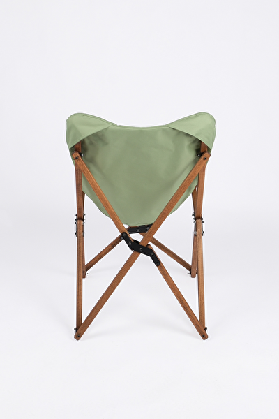 Bag The Joy Kahverengi İskelet Su Yeşili Kılıf ve 70x70x55 CM Kahverengi Masa Ahşap Katlanır Masa Sandalye Seti